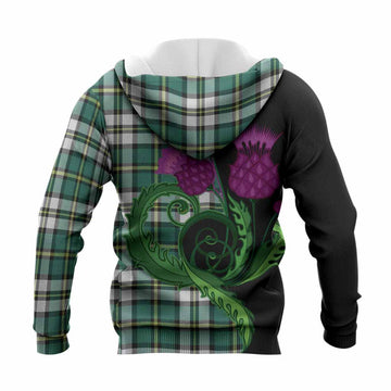 Cape Breton Island Canada Tartan Knitted Hoodie Traditional Scottish Thistle