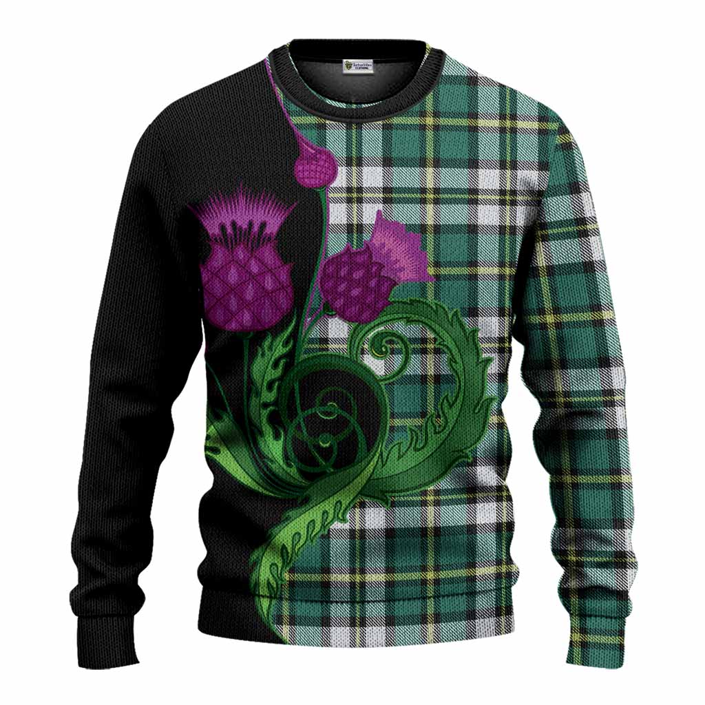 Cape Breton Island Canada Tartan Knitted Sweater Traditional Scottish Thistle