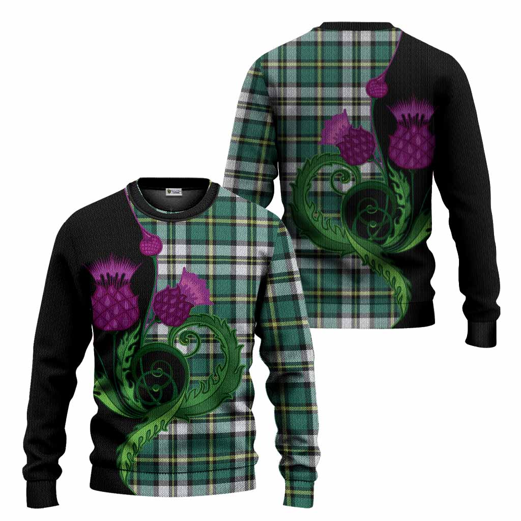 Cape Breton Island Canada Tartan Knitted Sweater Traditional Scottish Thistle