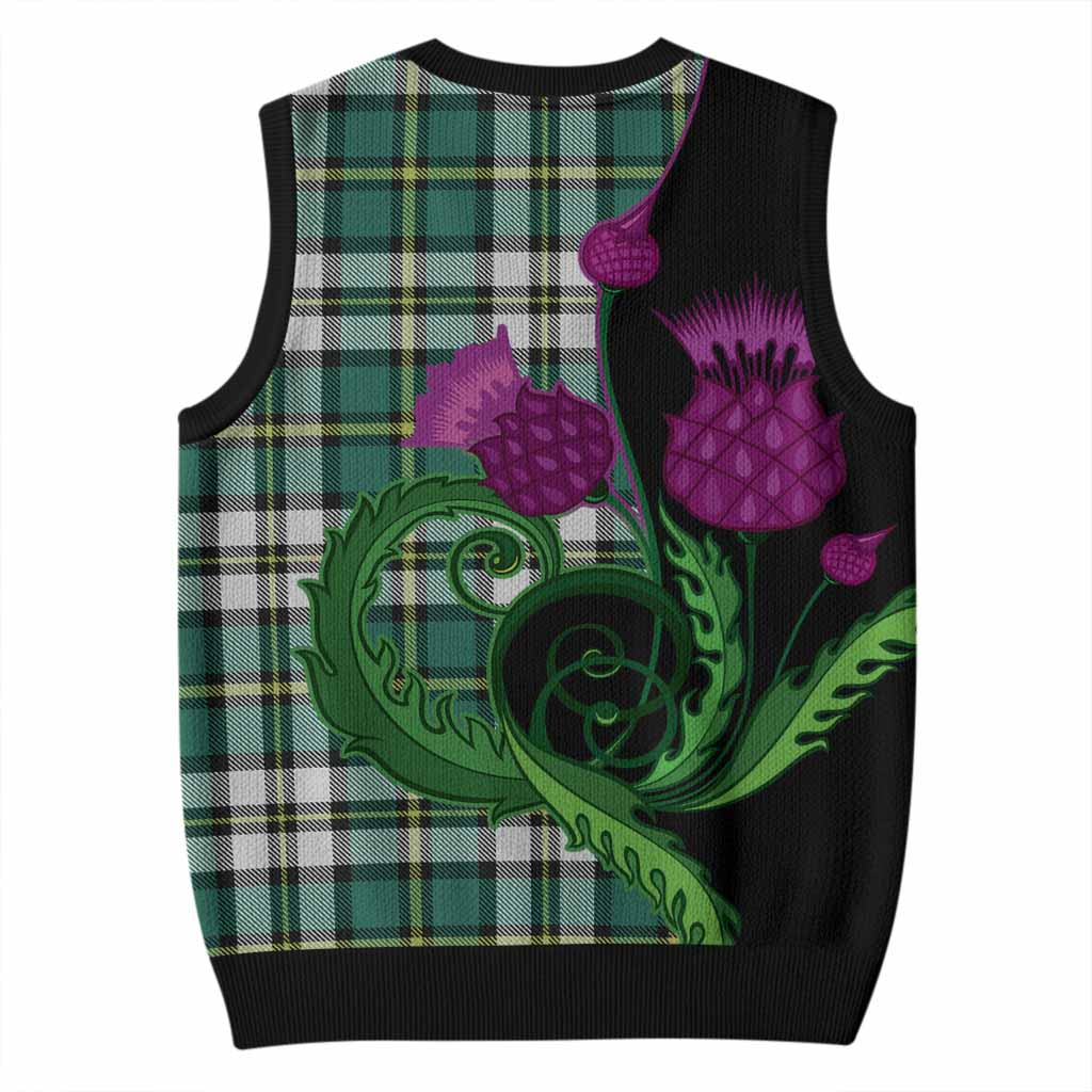 Cape Breton Island Canada Tartan Knitted V-Neck Vest Traditional Scottish Thistle