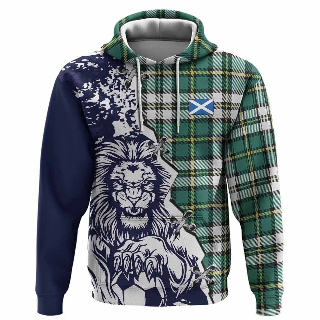 Cape Breton Island Canada Tartan Scottish Hoodie Angry Lion With Soccer Ball Style