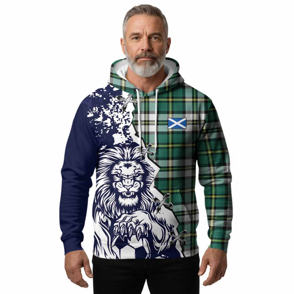 Cape Breton Island Canada Tartan Scottish Hoodie Angry Lion With Soccer Ball Style