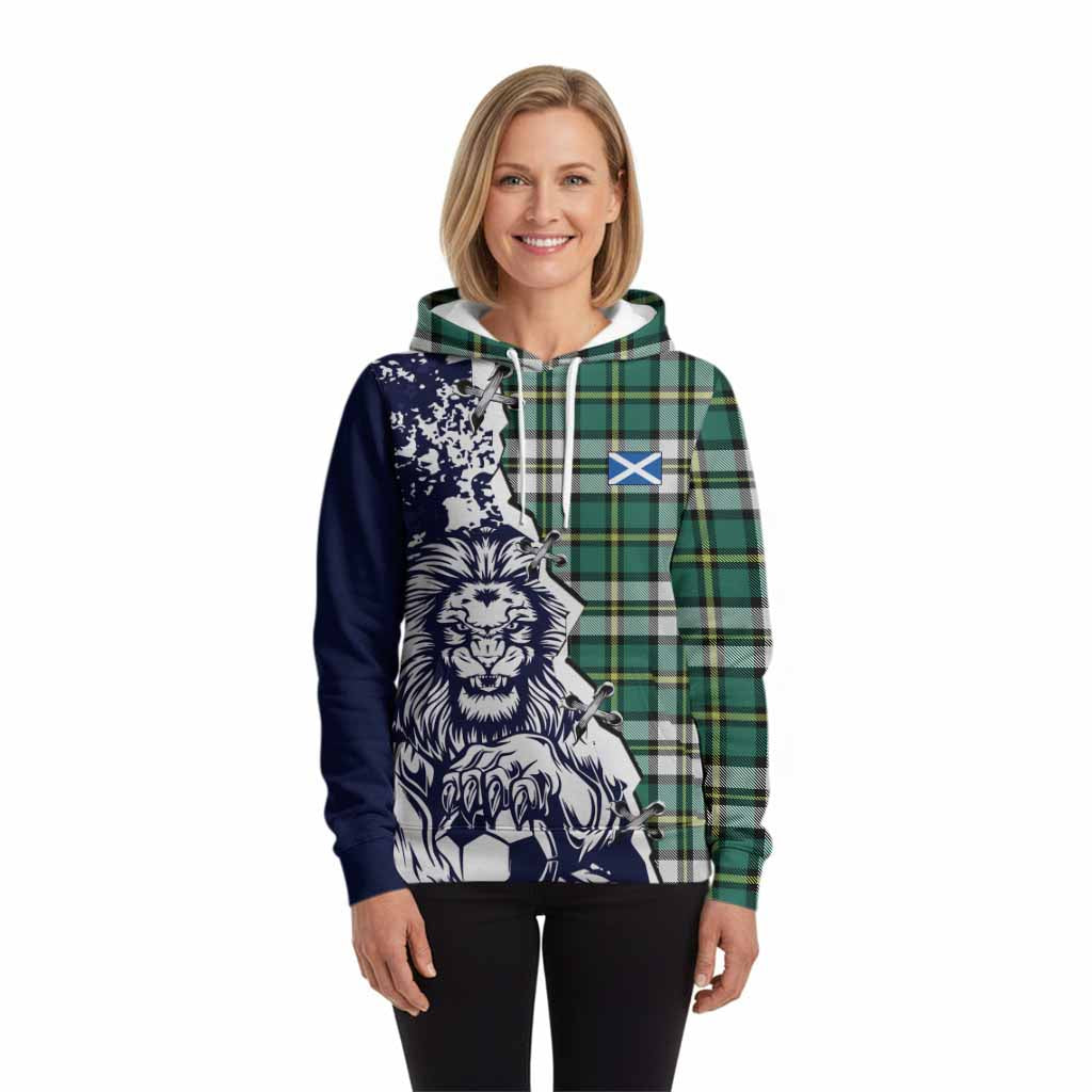 Cape Breton Island Canada Tartan Scottish Hoodie Angry Lion With Soccer Ball Style