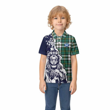 Cape Breton Island Canada Tartan Scottish Kid Polo Shirt Angry Lion With Soccer Ball Style