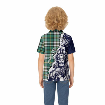 Cape Breton Island Canada Tartan Scottish Kid Polo Shirt Angry Lion With Soccer Ball Style