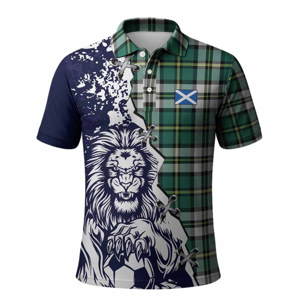 Cape Breton Island Canada Tartan Scottish Polo Shirt Angry Lion With Soccer Ball Style