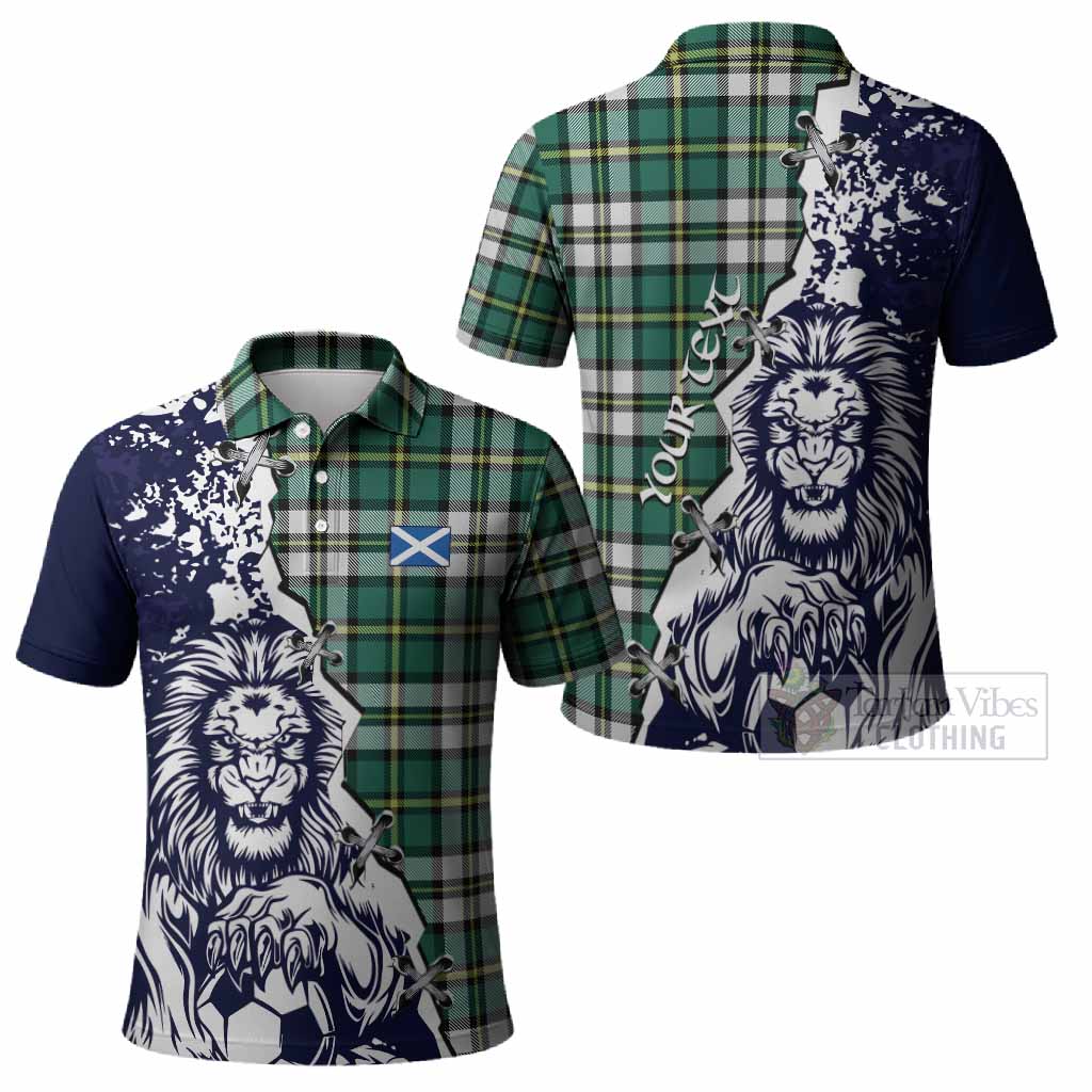 Cape Breton Island Canada Tartan Scottish Polo Shirt Angry Lion With Soccer Ball Style