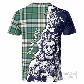 Cape Breton Island Canada Tartan Scottish T-Shirt Angry Lion With Soccer Ball Style