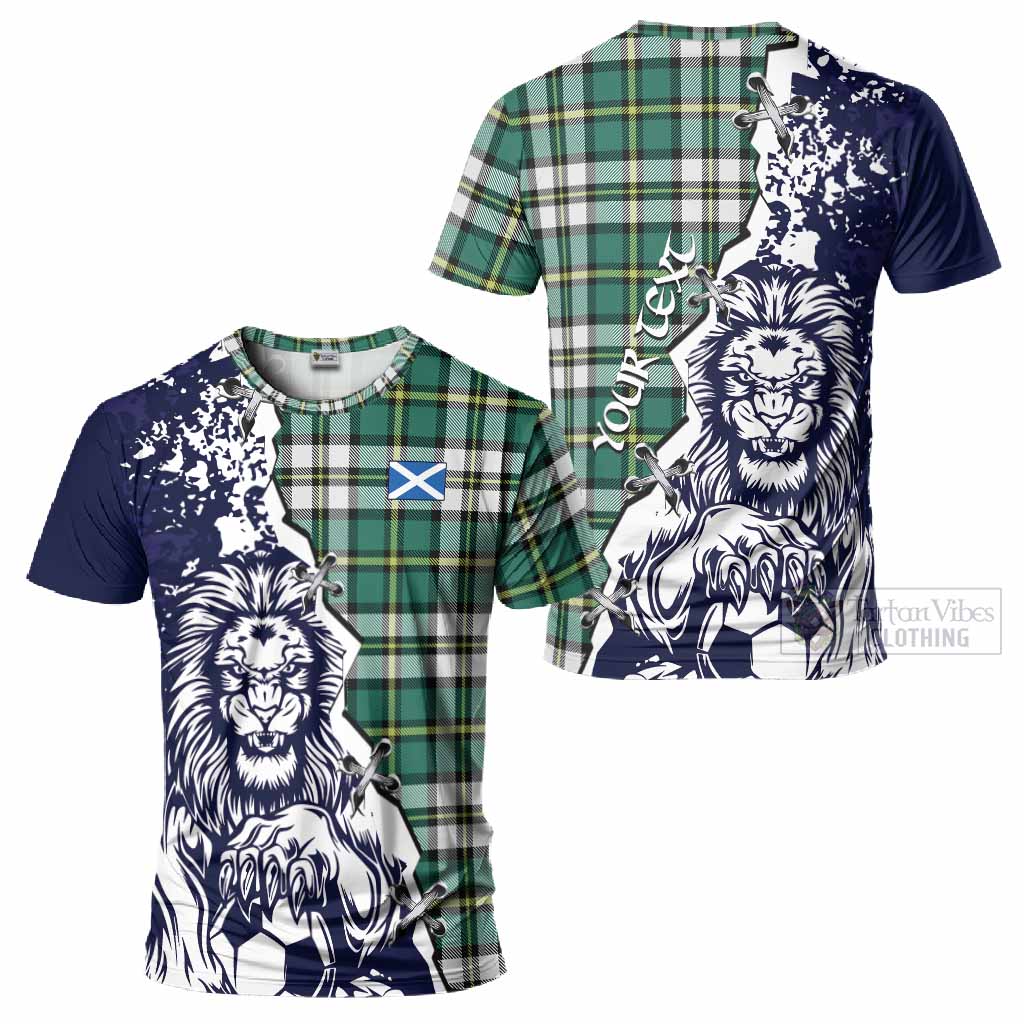 Cape Breton Island Canada Tartan Scottish T-Shirt Angry Lion With Soccer Ball Style