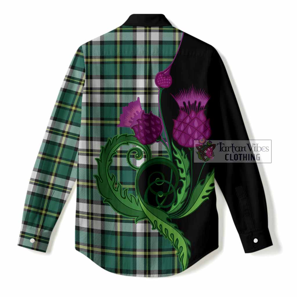 Cape Breton Island Canada Tartan Women Casual Shirt Traditional Scottish Thistle