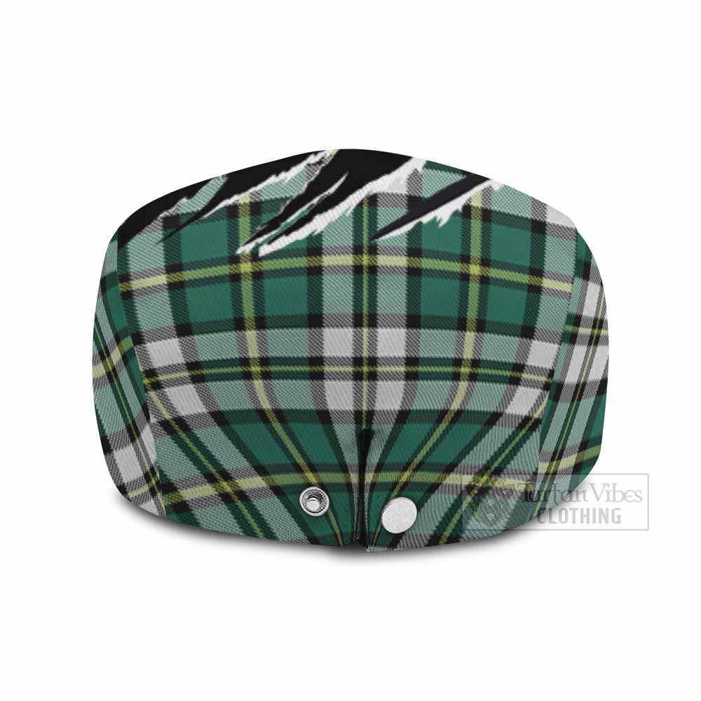 Cape Breton Island Tartan Loch Ness Monster Flat Cap, Jeff Cap Celtic Knot Nessie Art