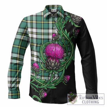 Cape Breton Island Tartan Long Sleeve Button Shirts Resilient Scottish Thistle