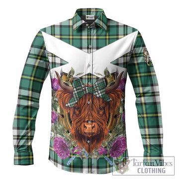 Cape Breton Island Tartan Long Sleeve Button Shirts Scottish Thistle Heilan Coo