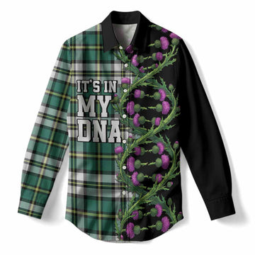 Cape Breton Island Tartan Women Casual Shirt Scottish Identity Thistle Flower DNA Strand Art