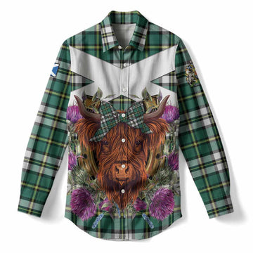 Cape Breton Island Tartan Women Casual Shirt Scottish Thistle Heilan Coo