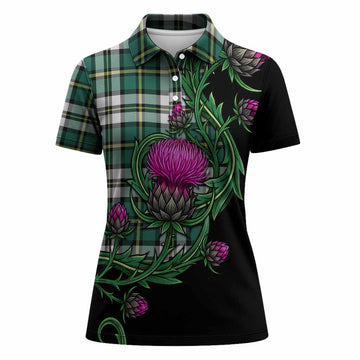 Cape Breton Island Tartan Women Polo Shirt Resilient Scottish Thistle
