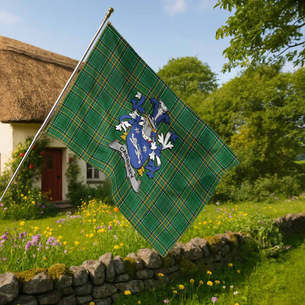 Tartan Vibes Clothing Carbery Irish Clan Tartan House Flag with Coat of Arms