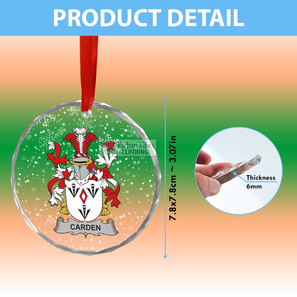 Tartan Vibes Clothing Carden Irish Clan Christmas Glass Ornament with Coat of Arms