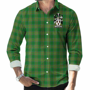Cardiffe Irish Clan Tartan Long Sleeve Button Up with Coat of Arms Men's Shirt - Tartan Vibes Clothing