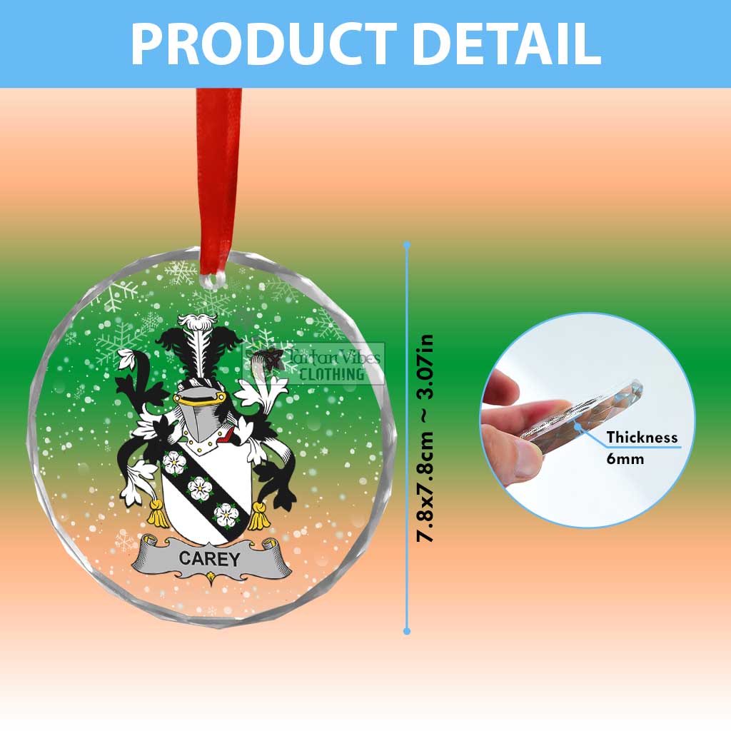 Tartan Vibes Clothing Carey Irish Clan Christmas Glass Ornament with Coat of Arms