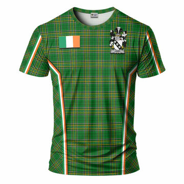 Carey Irish Clan Coat of Arm Tartan T-Shirt Flag Style
