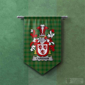 Carkham Irish Clan Tartan Gonfalon, Tartan Banner with Coat of Arms