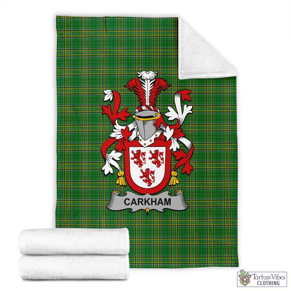 Carkham Irish Clan Tartan Blanket with Coat of Arms X-Large 59 x 79 inches 150 x 200 cm - Tartan Vibes Clothing