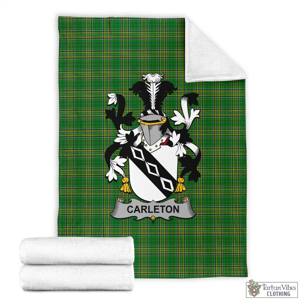 Carleton Irish Clan Tartan Blanket with Coat of Arms X-Large 59 x 79 inches 150 x 200 cm - Tartan Vibes Clothing