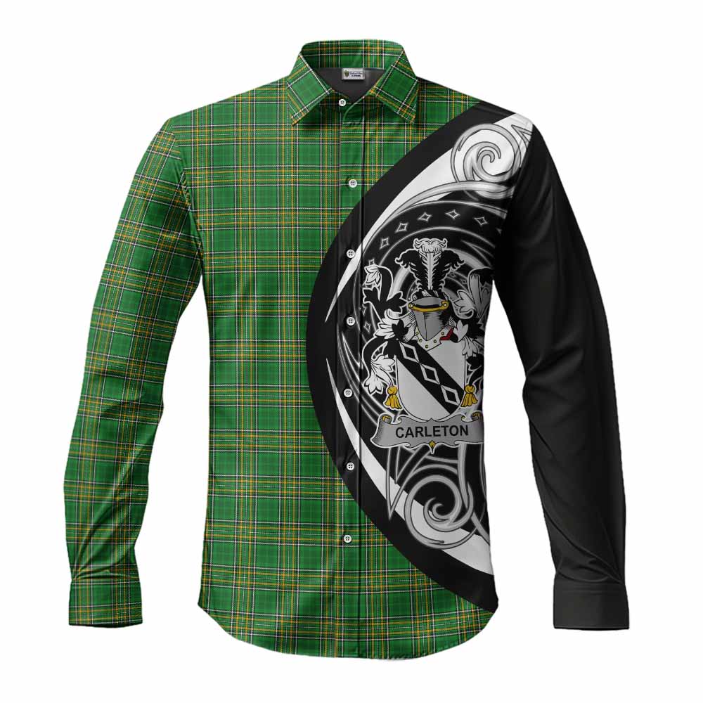 Carleton Irish Clan Long Sleeve Button Shirt Celtic Circle Style Men's Shirt S - Tartan Vibes Clothing