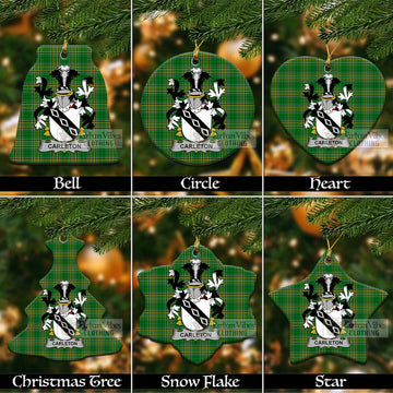 Carleton Irish Clan Tartan Christmas Ceramic Ornament with Coat of Arms Ceramic - Tartan Vibes Clothing