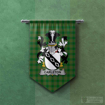 Tartan Vibes Clothing Carleton Irish Clan Tartan Gonfalon, Tartan Banner with Coat of Arms