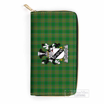 Tartan Vibes Clothing Carleton Irish Clan Tartan Women's Leather Wallet with Coat of Arms