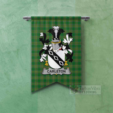 Tartan Vibes Clothing Carleton Irish Clan Tartan Gonfalon, Tartan Banner with Coat of Arms