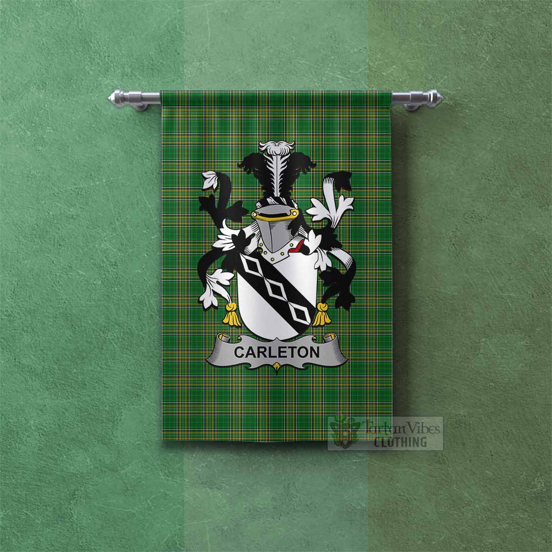Carleton Irish Clan Tartan Gonfalon, Tartan Banner with Coat of Arms Rectangle - Tartan Vibes Clothing