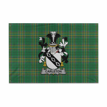 Tartan Vibes Clothing Carleton Irish Clan Tartan House Flag with Coat of Arms