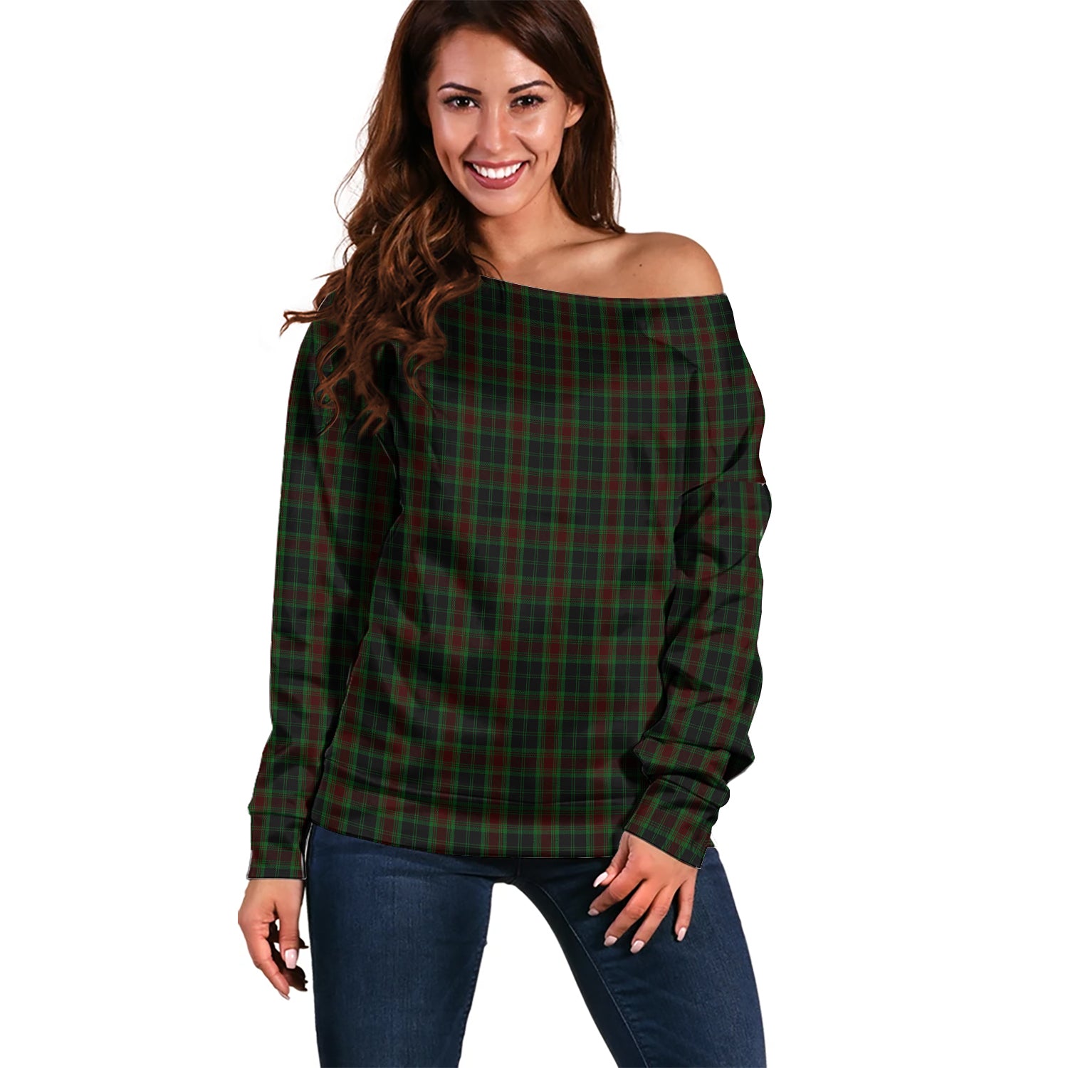 Carlow County Ireland Tartan Off Shoulder Women Sweater Women - Tartan Vibes Clothing