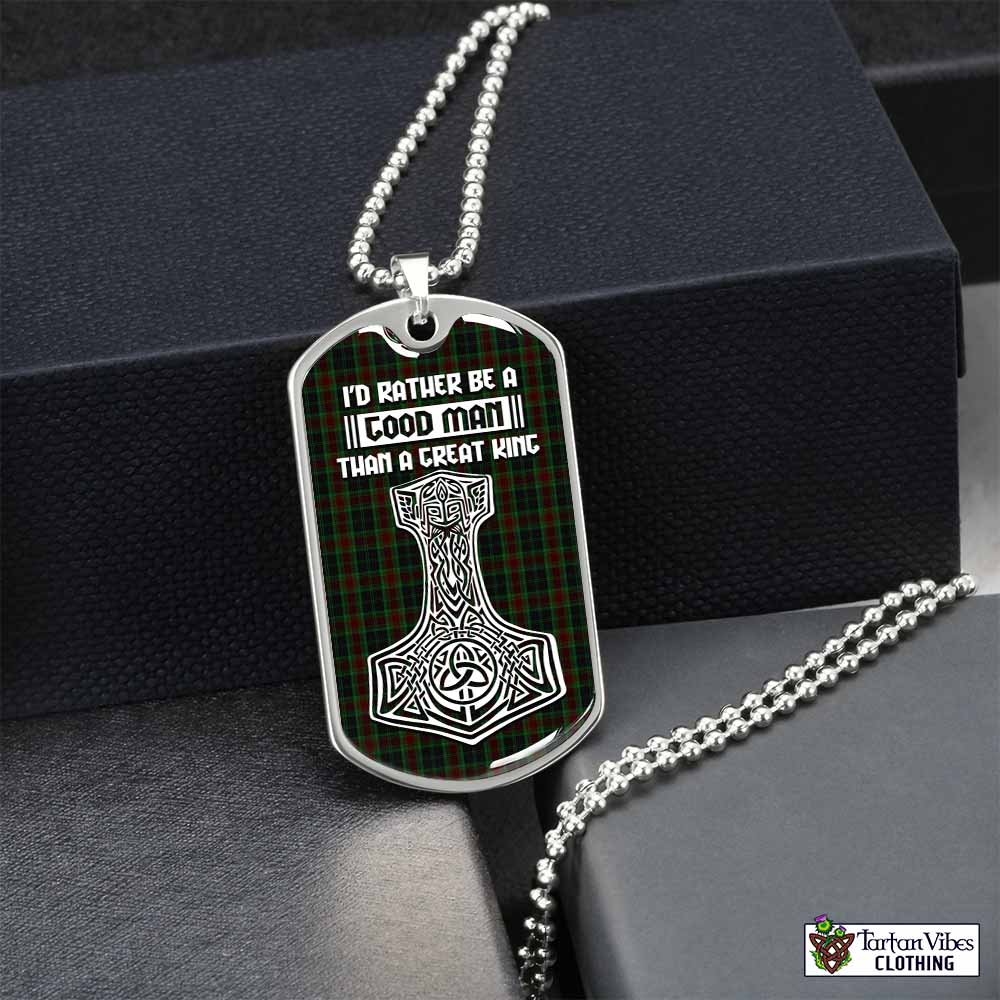 Tartan Vibes Clothing Carlow County Ireland Tartan Dog Tag Necklace Viking Mjolnir Style
