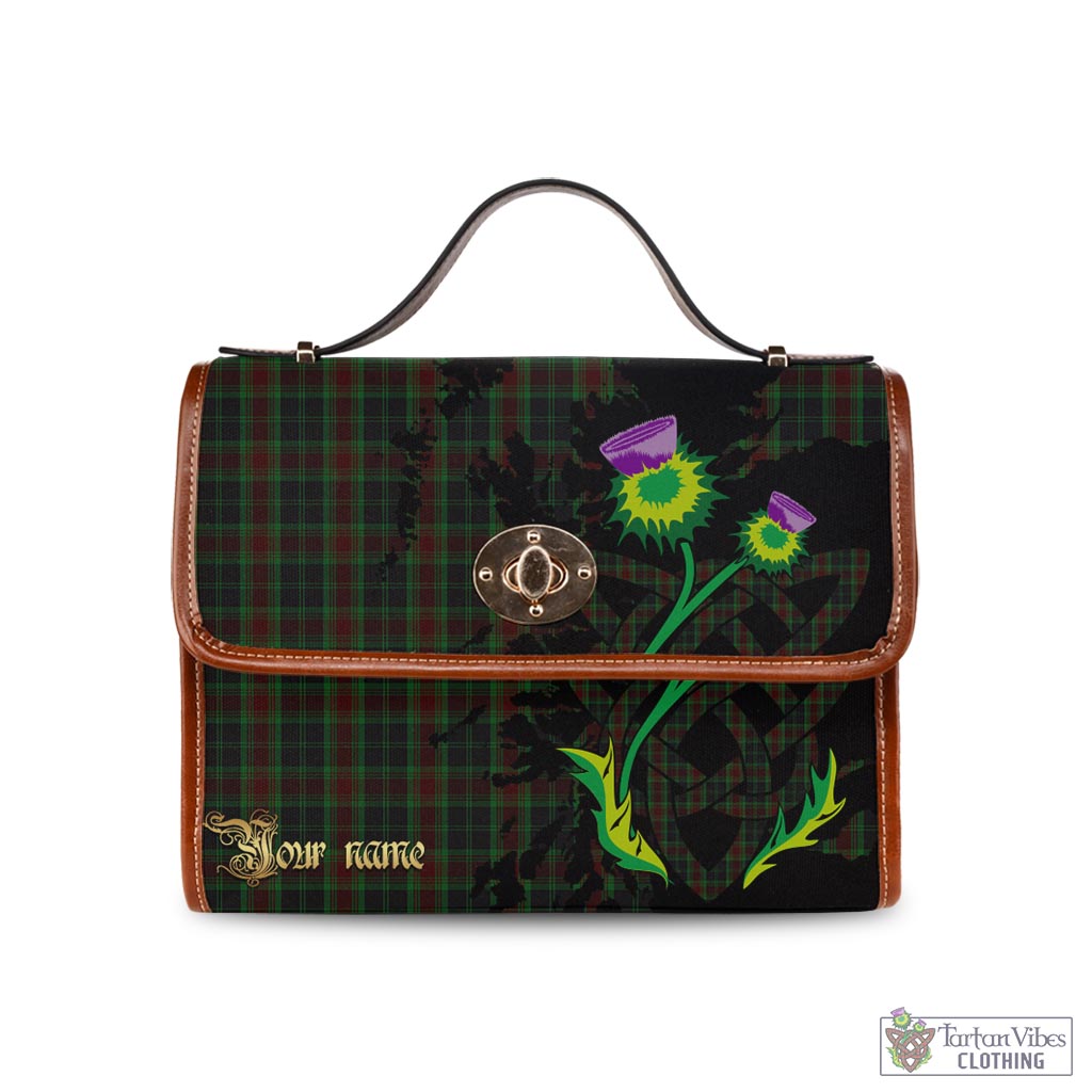 Tartan Vibes Clothing Carlow County Ireland Tartan Waterproof Canvas Bag with Scotland Map and Thistle Celtic Accents