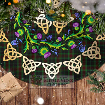 Carlow County Ireland Tartan Christmas Tree Skirt with Thistle Celtic Knot Style