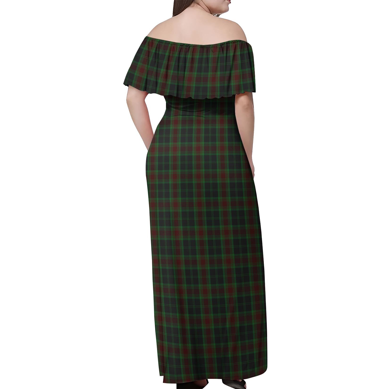 Carlow County Ireland Tartan Off Shoulder Long Dress - Tartan Vibes Clothing