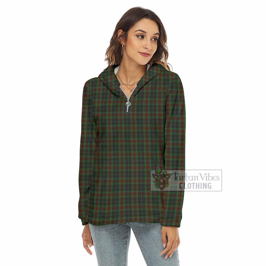 Tartan Vibes Clothing Carlow County Ireland Tartan Women's Borg  Half Zip Fleece Hoodie