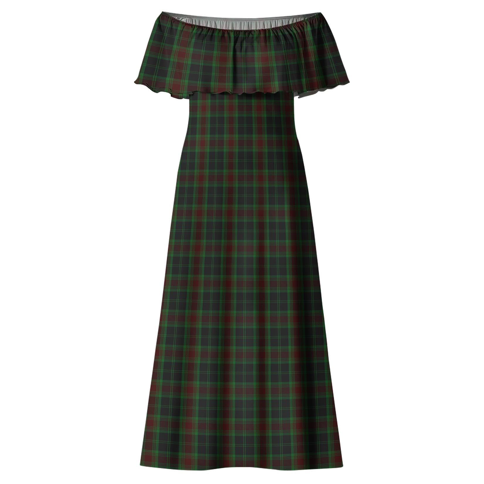 Carlow County Ireland Tartan Off Shoulder Long Dress - Tartan Vibes Clothing