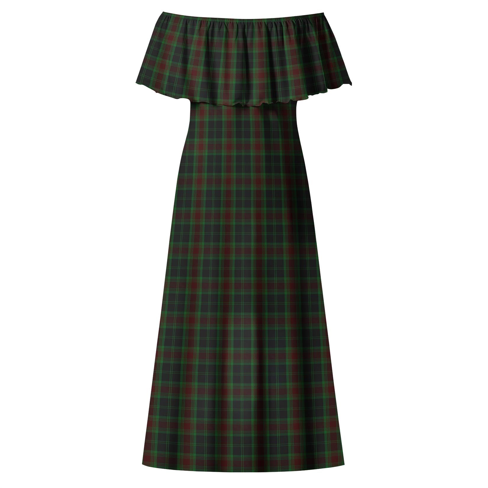 Carlow County Ireland Tartan Off Shoulder Long Dress - Tartan Vibes Clothing