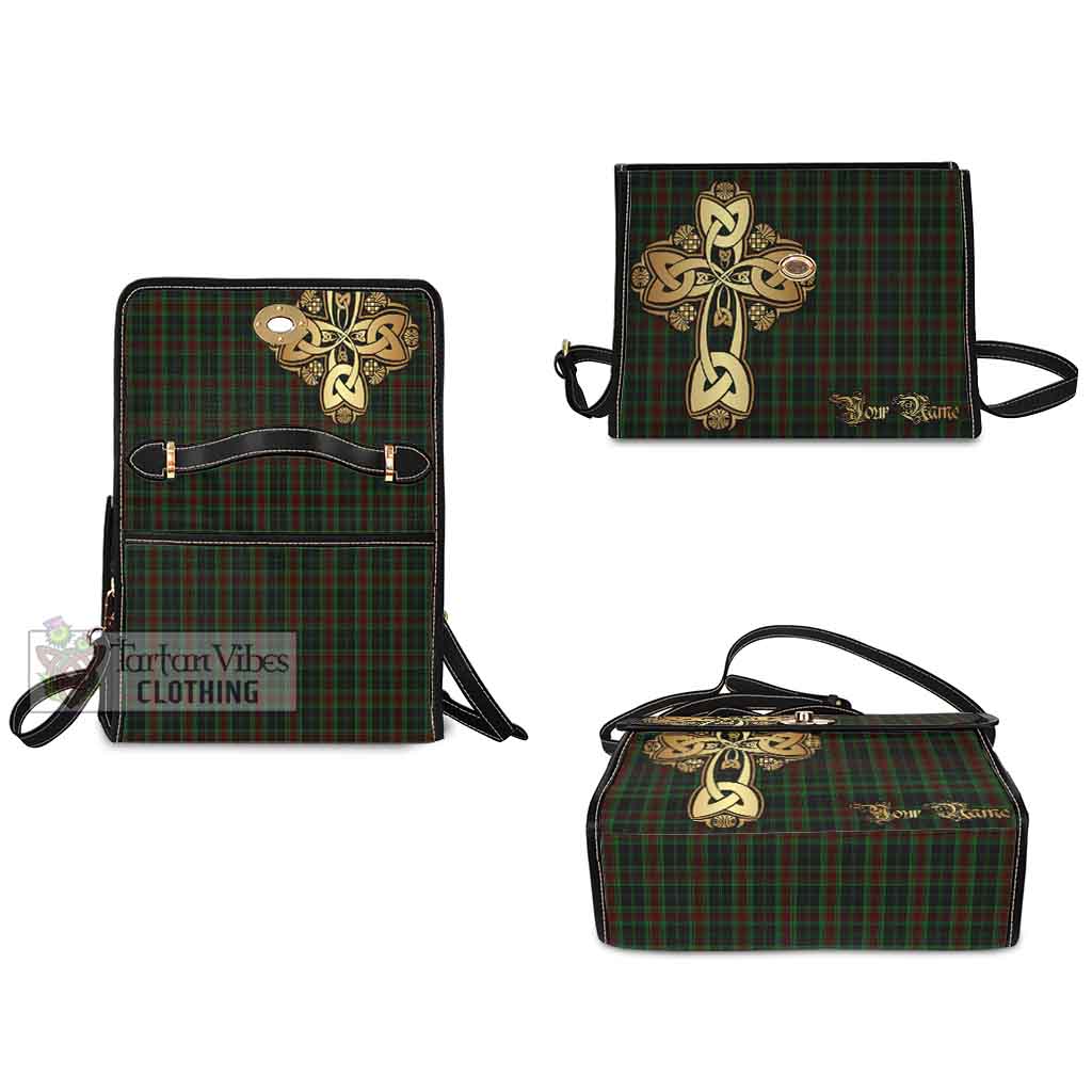 Tartan Vibes Clothing Carlow County Ireland Tartan Waterproof Canvas Bag Golden Thistle Celtic Cross Style