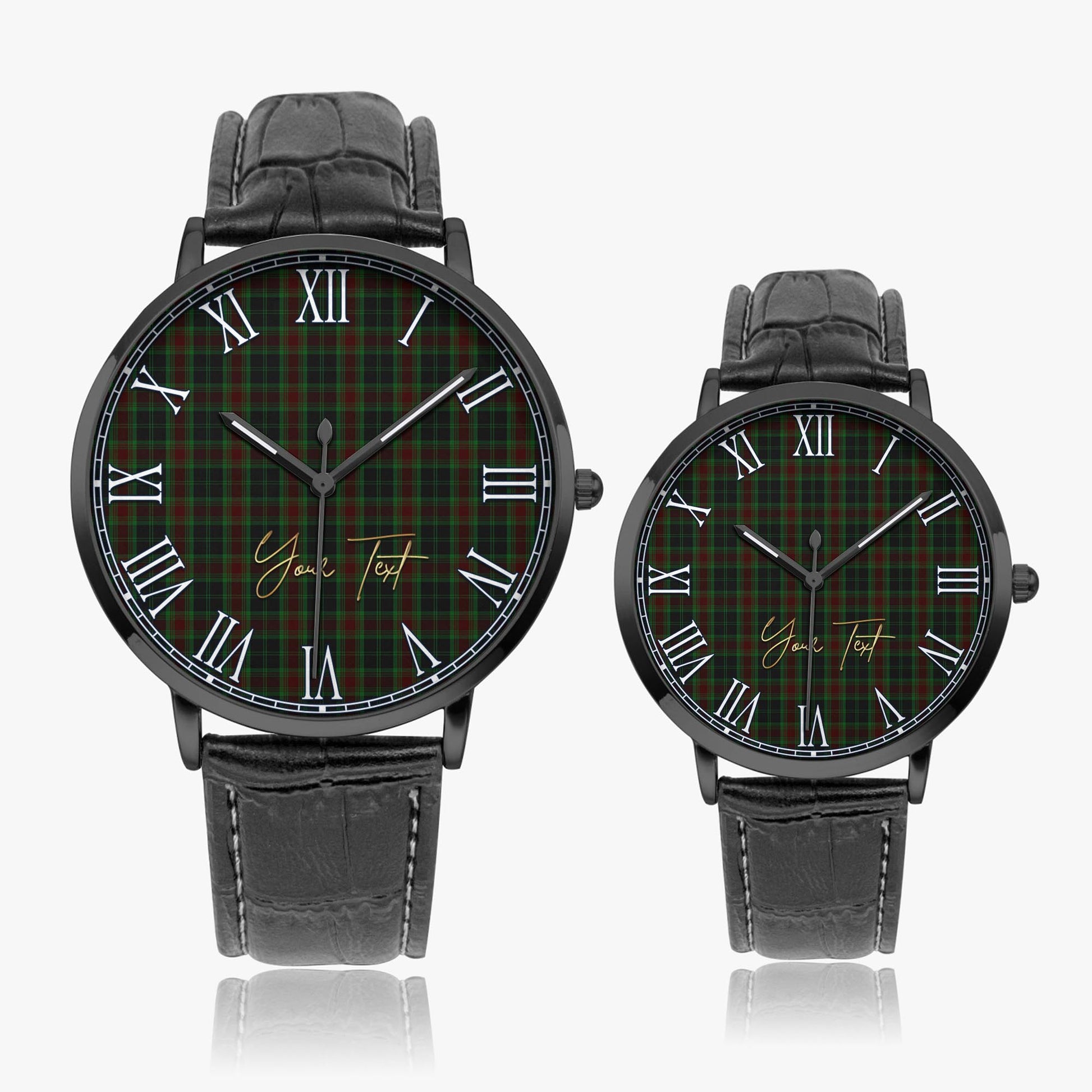 Carlow County Ireland Tartan Personalized Your Text Leather Trap Quartz Watch - Tartan Vibes Clothing