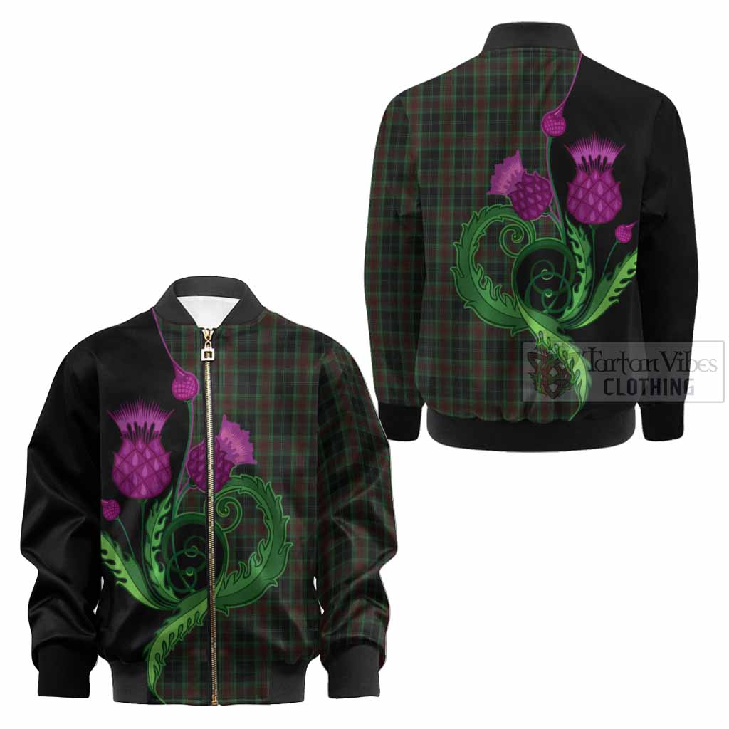 Carlow County Ireland Tartan Kid Bomber Jacket Traditional Scottish Thistle
