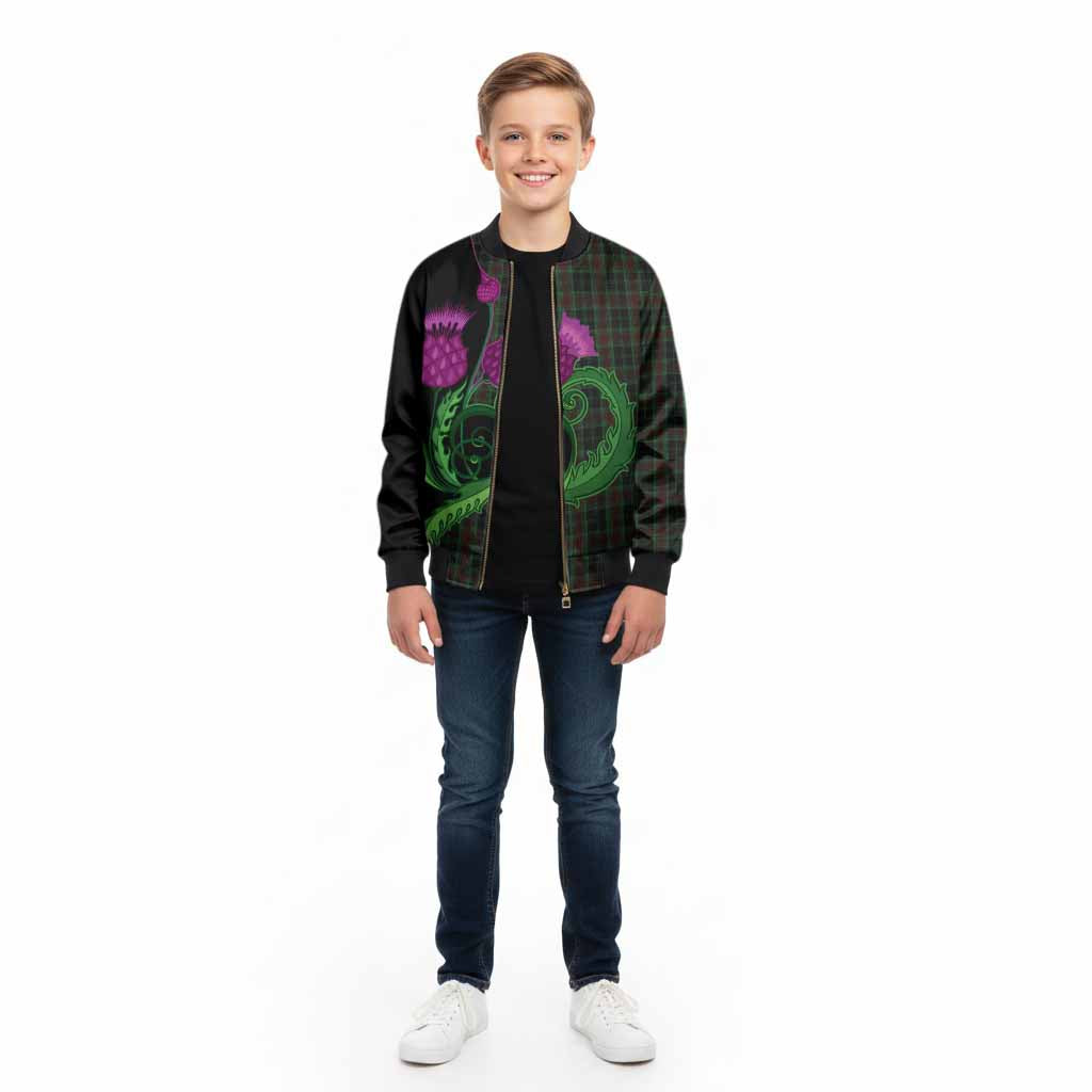 Carlow County Ireland Tartan Kid Bomber Jacket Traditional Scottish Thistle