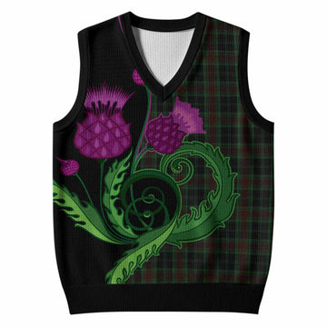 Carlow County Ireland Tartan Knitted V-Neck Vest Traditional Scottish Thistle