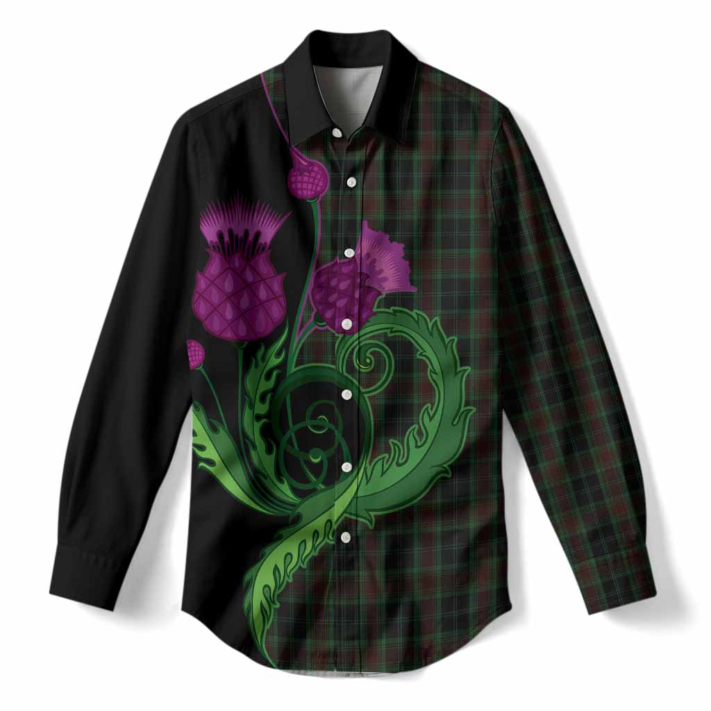 Carlow County Ireland Tartan Women Casual Shirt Traditional Scottish Thistle