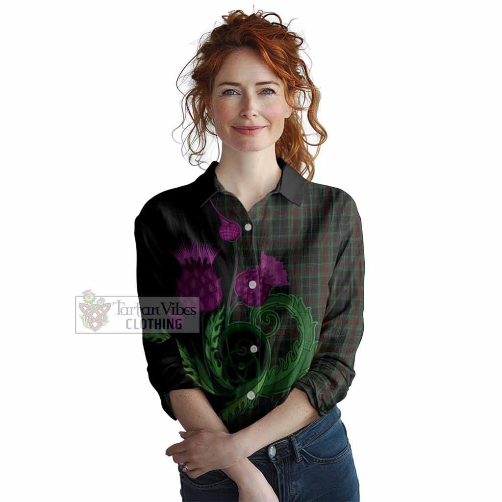 Carlow County Ireland Tartan Women Casual Shirt Traditional Scottish Thistle